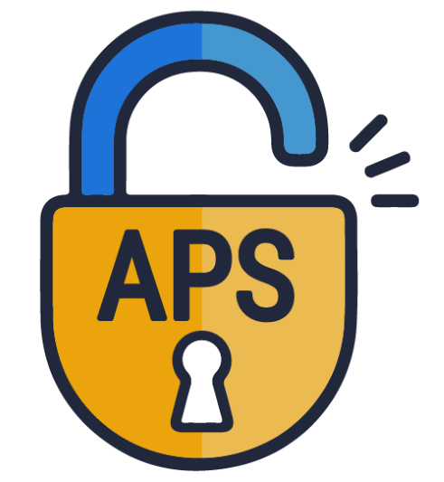 Unlocked padlock with APS written on it