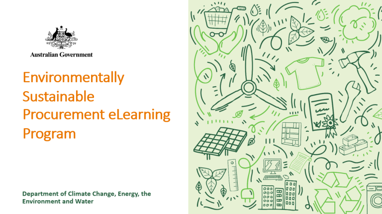 Image of front cover of eLearn program. Features program name and illustrative drawings of environmental infrastructure.