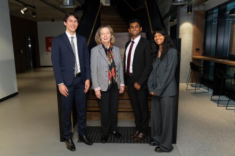 A photo of Sonali Varma at at ANU at her announcement of becoming a Rhodes Scholarship winner.