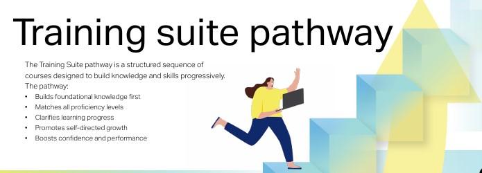 An image of graphic of person climbing steps with the Training suite pathway.