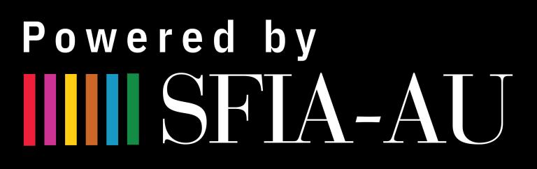 SFIA logo white on black background