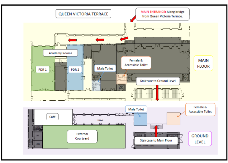 Illustration of MOAD directions to training rooms PDR1 and PDR2