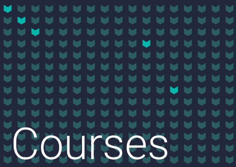 APS Academy Branding for courses, consisting of repeating downwards images and the word Courses written in the bottom left corner