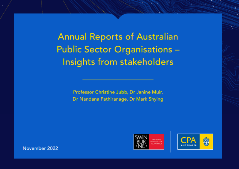 Cover: CPA Australia 'Annual Reports of Australian Public Sector Organisations'