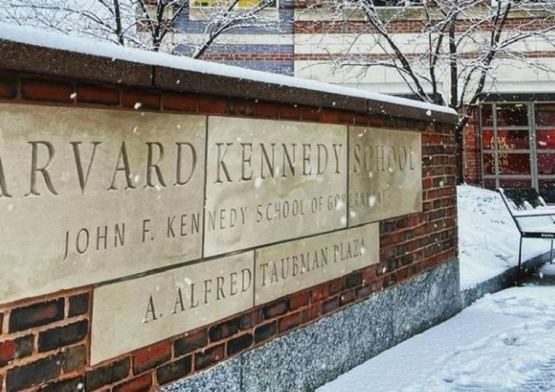 Image of Harvard building with snow covering the building