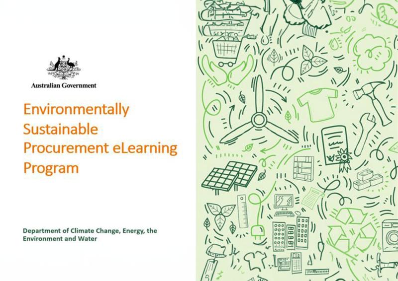 Image of front cover of eLearn program. Features program name and illustrative drawings of environmental infrastructure.