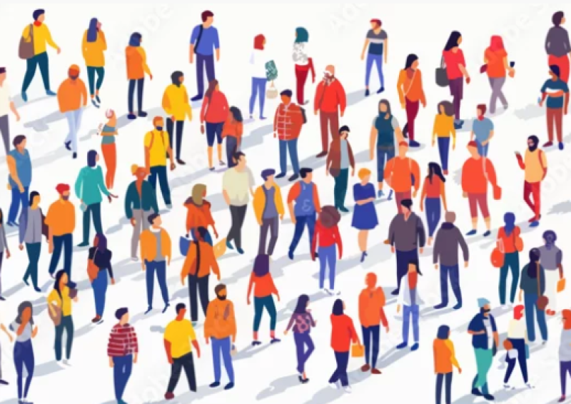Illustrative image of lots of people on a page. 