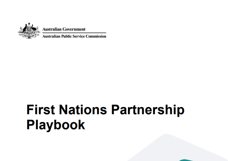 First Nations Playbook document cover with Australian Public Service Commission Australian Government crest.
