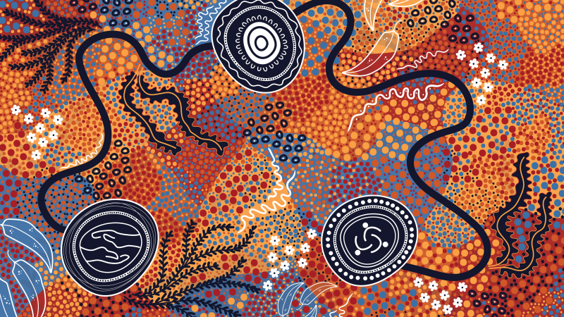 A traditional (dot) First Nations (Aborginal) painting by Kayannie Denigan.