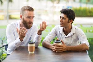 Two men in conversation