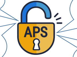 Illustration of a lock with wording APS and four quotes surrounding the lock endorsing the program.  