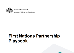 First Nations Playbook document cover with Australian Public Service Commission Australian Government crest. 