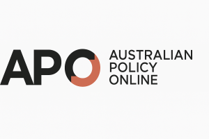 An image which contains the acronym APO as well as the words 'Australian, Policy, Online'