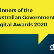 text bubble with wording Australian Government Digital Awards 2020.
