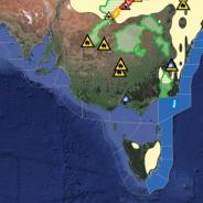 Map of south-eastern Australia with weather alerts marked using colours and symbols.