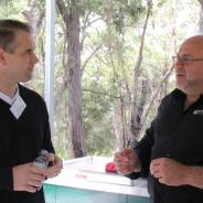 Pat Hetherington speaking with Brendan Moyle, CEO, Darkinjung Local Aboriginal Land Council. 