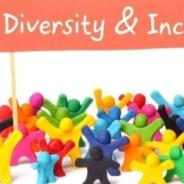 A graphic containing animated colourful plasticine figures holding a banner with the words 'Diversity and Inclusion'.