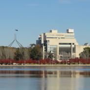 Picture of the High Court of Australia taken from Lake Burley Griffin in Canberra