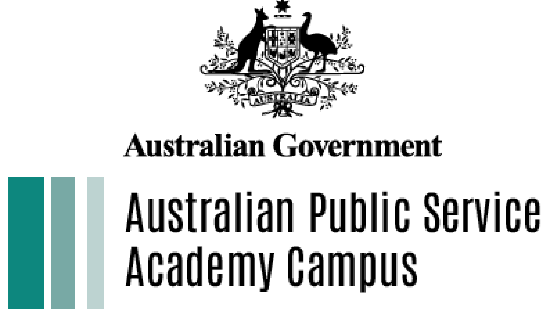 Australian Government logo with the wording "Australian Government", "Australian Public Service Academy Campus" "James Cook University"