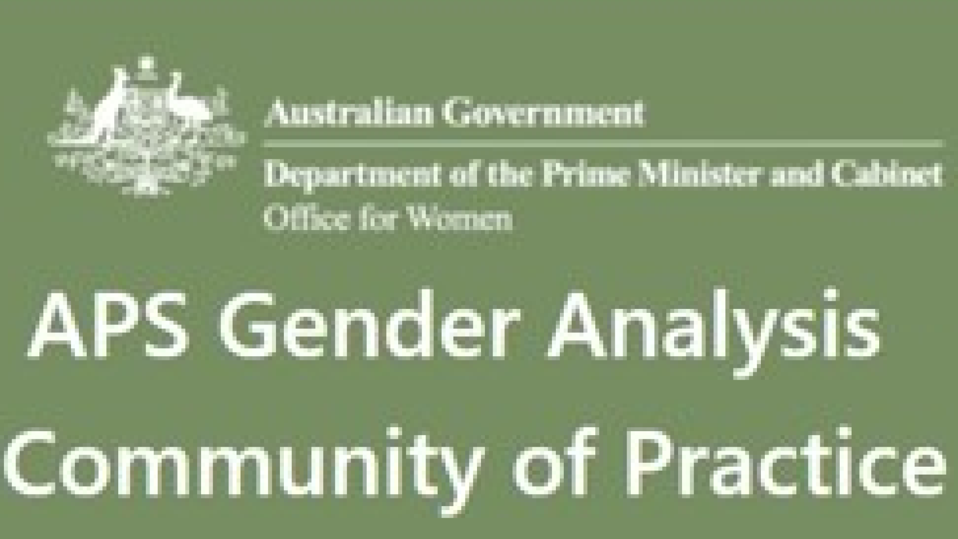 Australian Government logo and wording. Department of the Prime Minister and Cabinet, Office for Women.  APS Gender Analysis Community of Practice