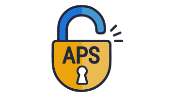 Illustration of an open padlock with the letters APS in the middle of the padlock