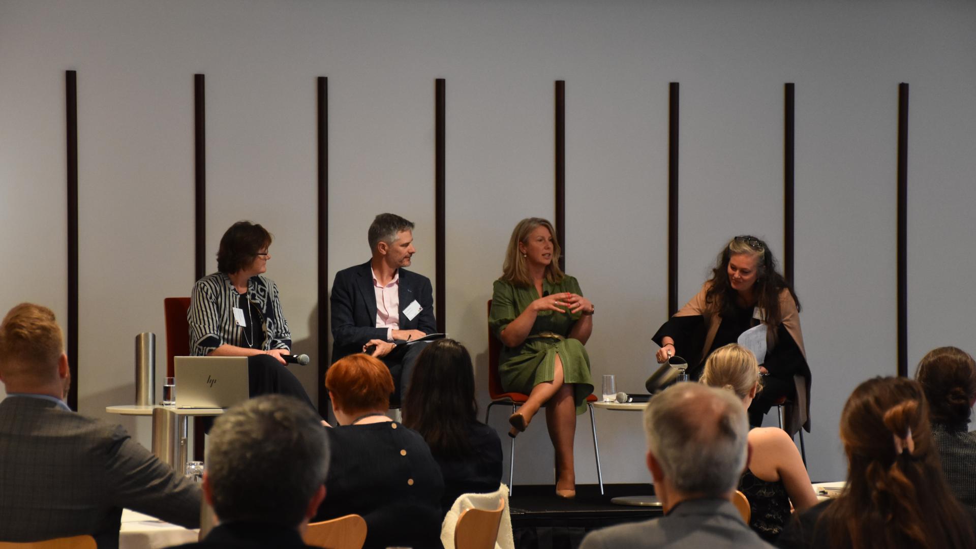Panel discussion featuring (left to right). Ms Penelope McKay, Mr Richard Windeyer and Ms Deborah Jenkins, facilitated by Ms Kate Harris