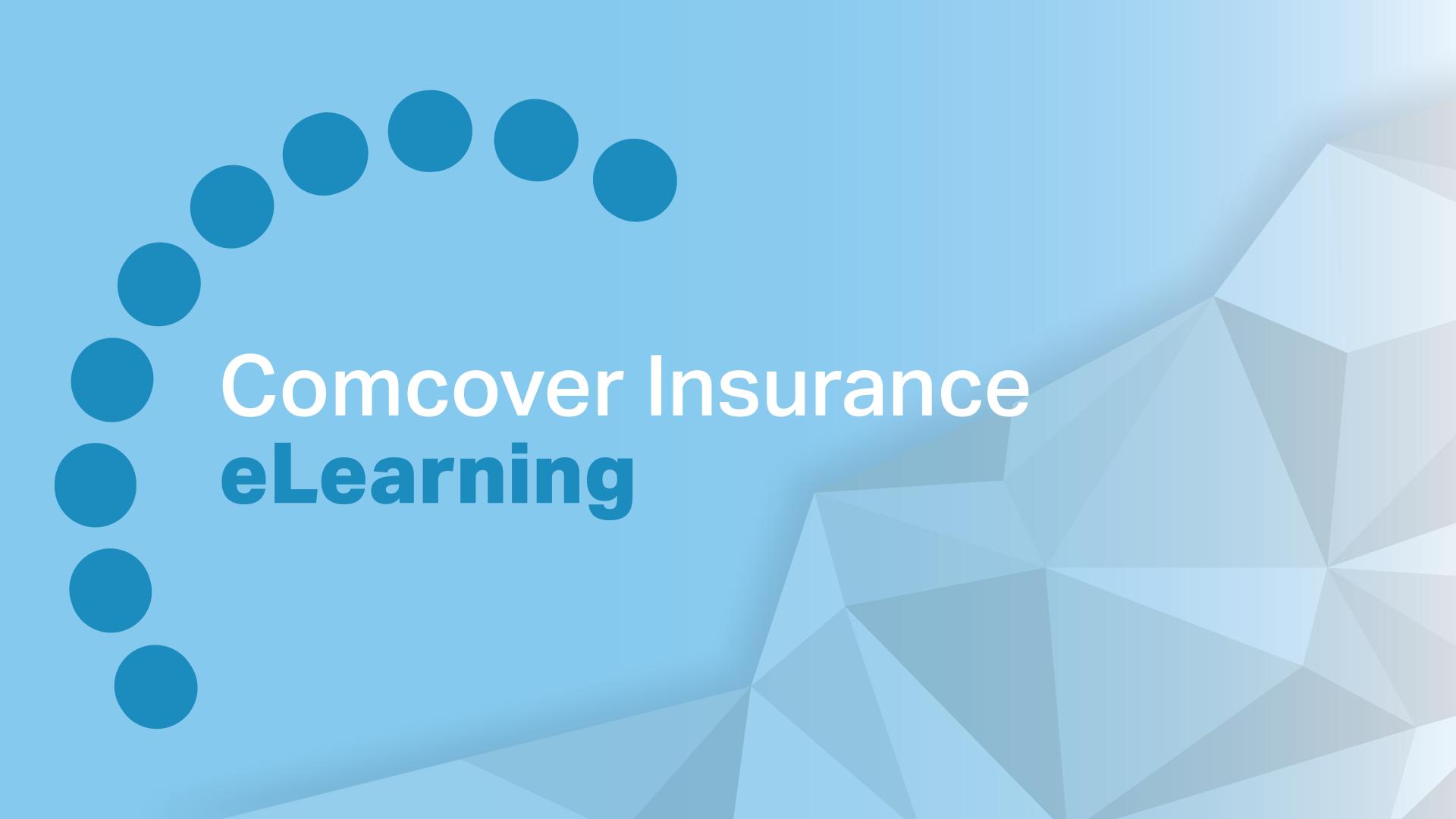 Light blue background with text, Comcover insurance eLearning