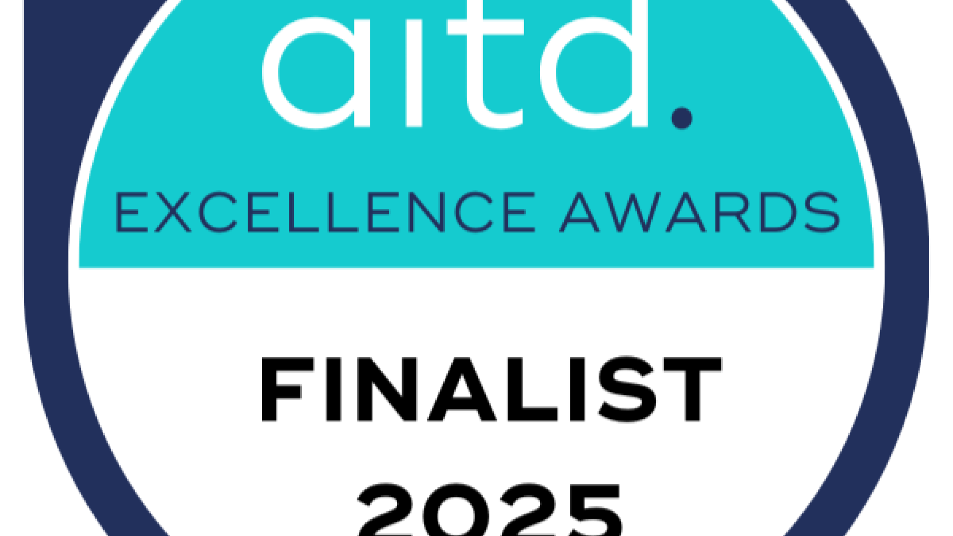 The Australian Institute of Training and Development logo with the wording, ‘aitd. Excellence awards, Finalist 2025’. 