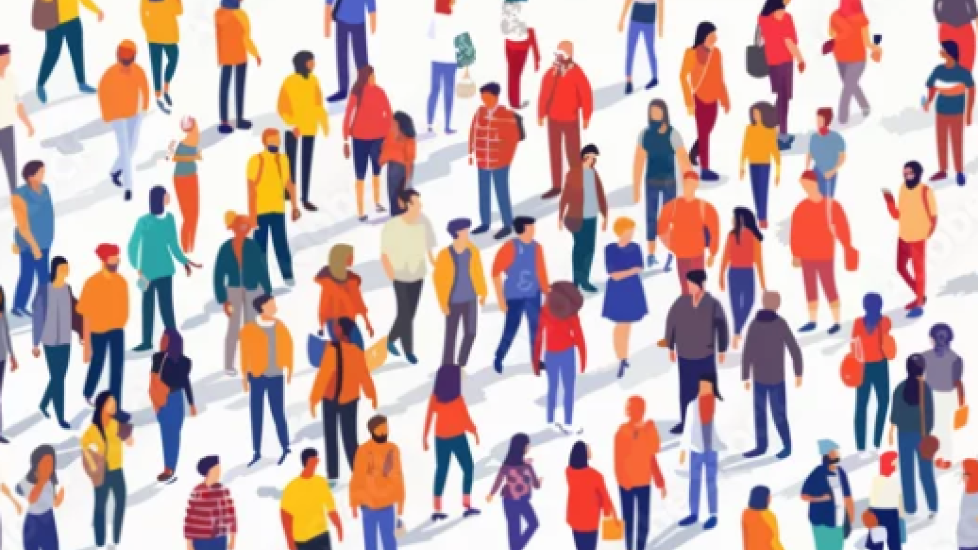 Illustrative image of lots of people on a page. 