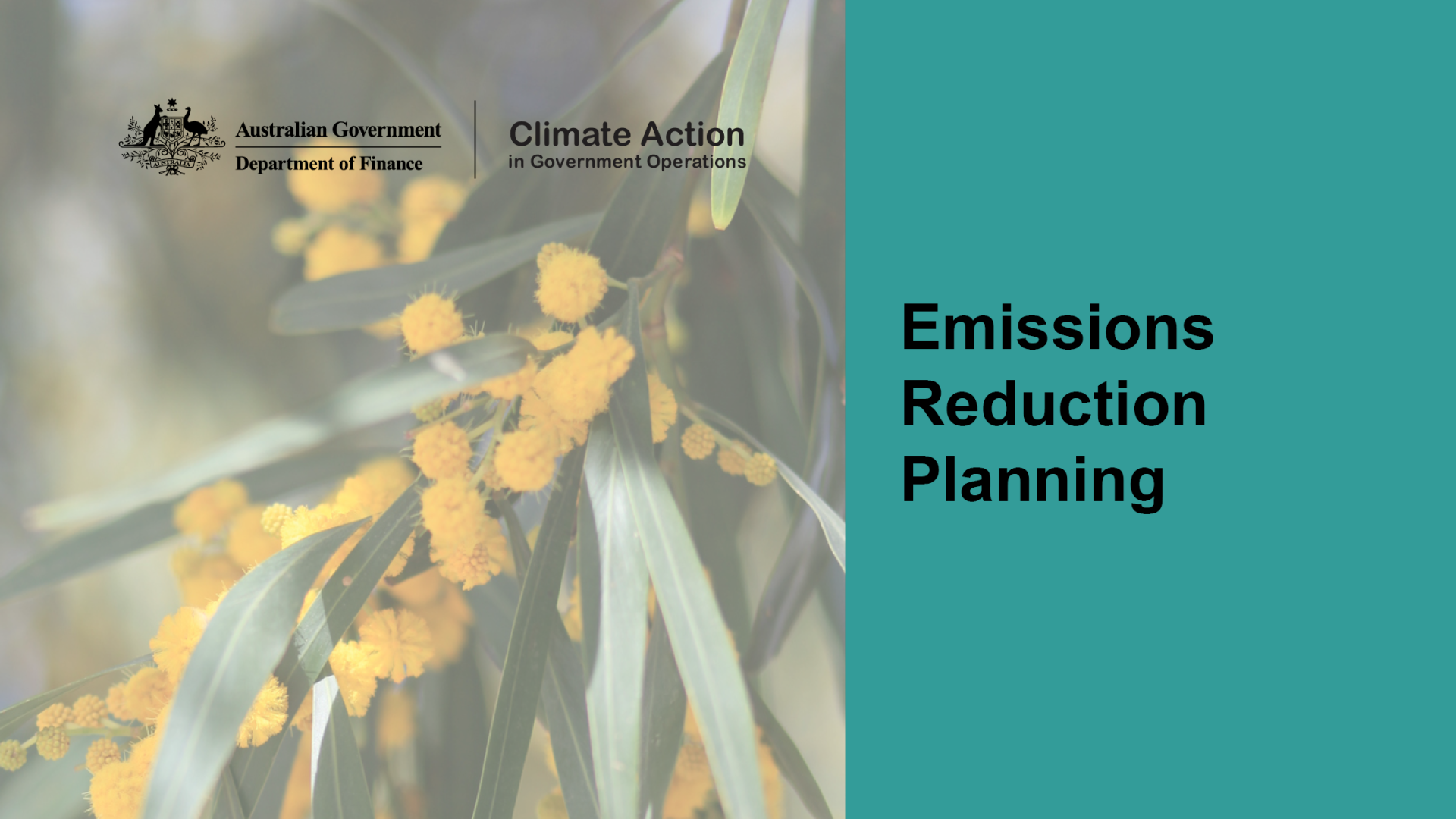 Department of Finance, Climate Action thumbnail with text, Emissions Reduction Planning