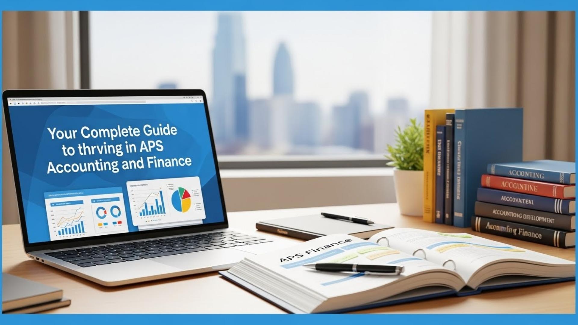 An illustrative image of a computer on an office desk with a number of books open around it.