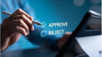 Check boxes with words, Approve, Reject.