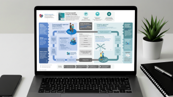 An image of a laptop that describes the pathway of integrity decision making