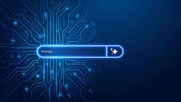 Artificial Intelligence Digital Futuristic Abstract Background with prompt Bar and Glowing Circuitry