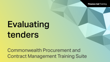 Department of Finance branding with text, Evaluating tenders