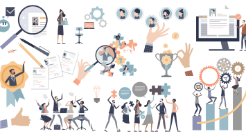 HR human resources elements with work hiring and job career tiny person set, transparent background. Collection with candidates, interview scene, promotion and skill headhunting items