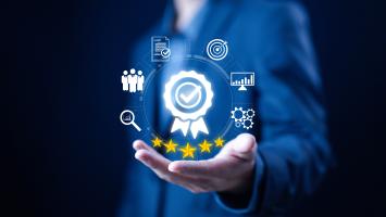 quality guarantee process and satisfaction with customers, service best certification industrial. quality control concept. service system business certificate standard iso digital technology
