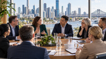 An image of APS and business leaders engaged in a collaborative roundtable discussion, reflecting partnership, listening and shared problem-solving across Australia.