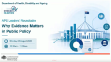 An image of the opening slide for the event on APS Leaders Roundtable – Why evidence matters in public policy.
